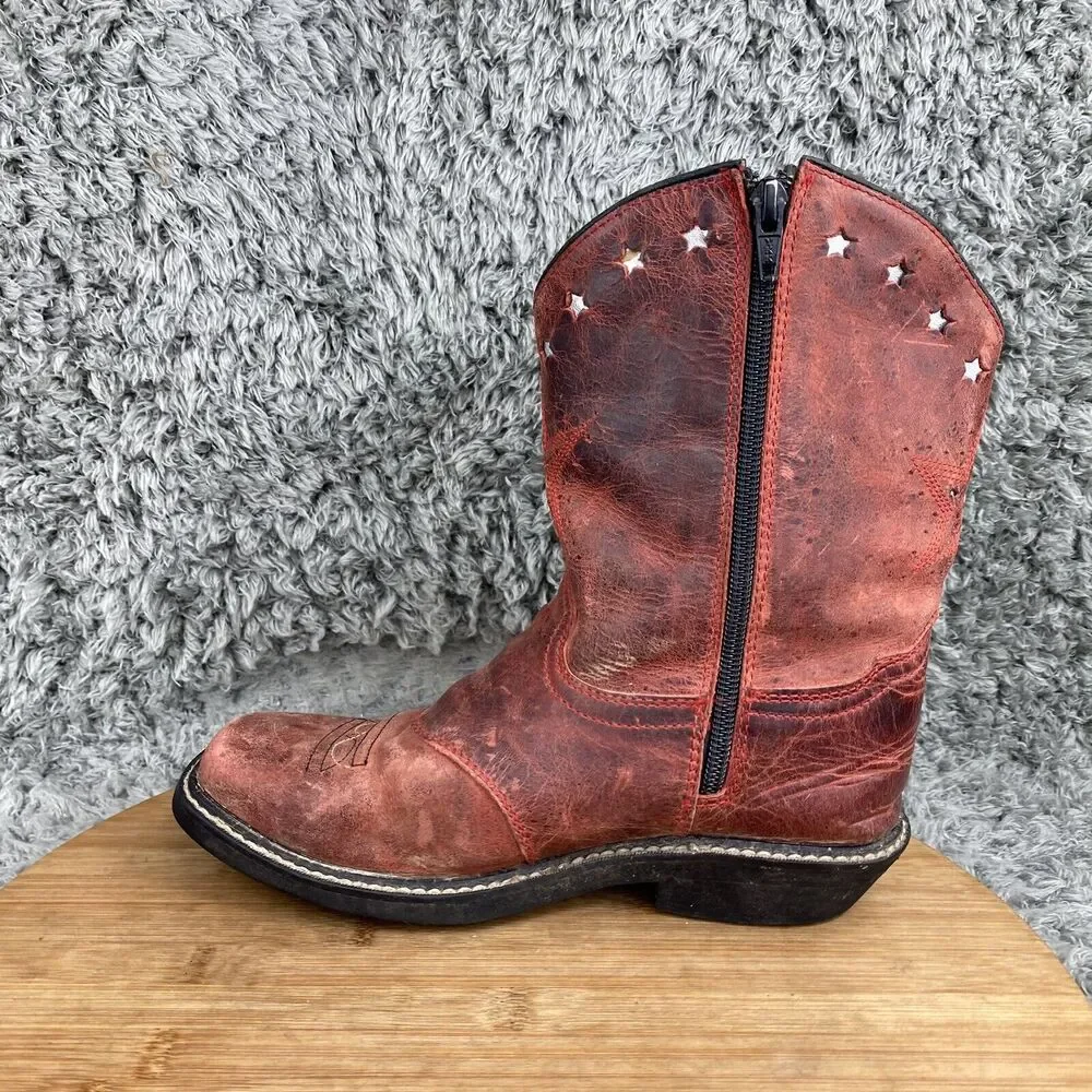 Smoky Mountain Leather Cowboy Boots Youth 2.5 D Square Toe 3477C